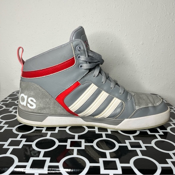 Adidas Neo Raleigh Gray/Red Sneakers w/Suede Upper & Padded Collar—Men's Size 13 - Picture 4 of 10